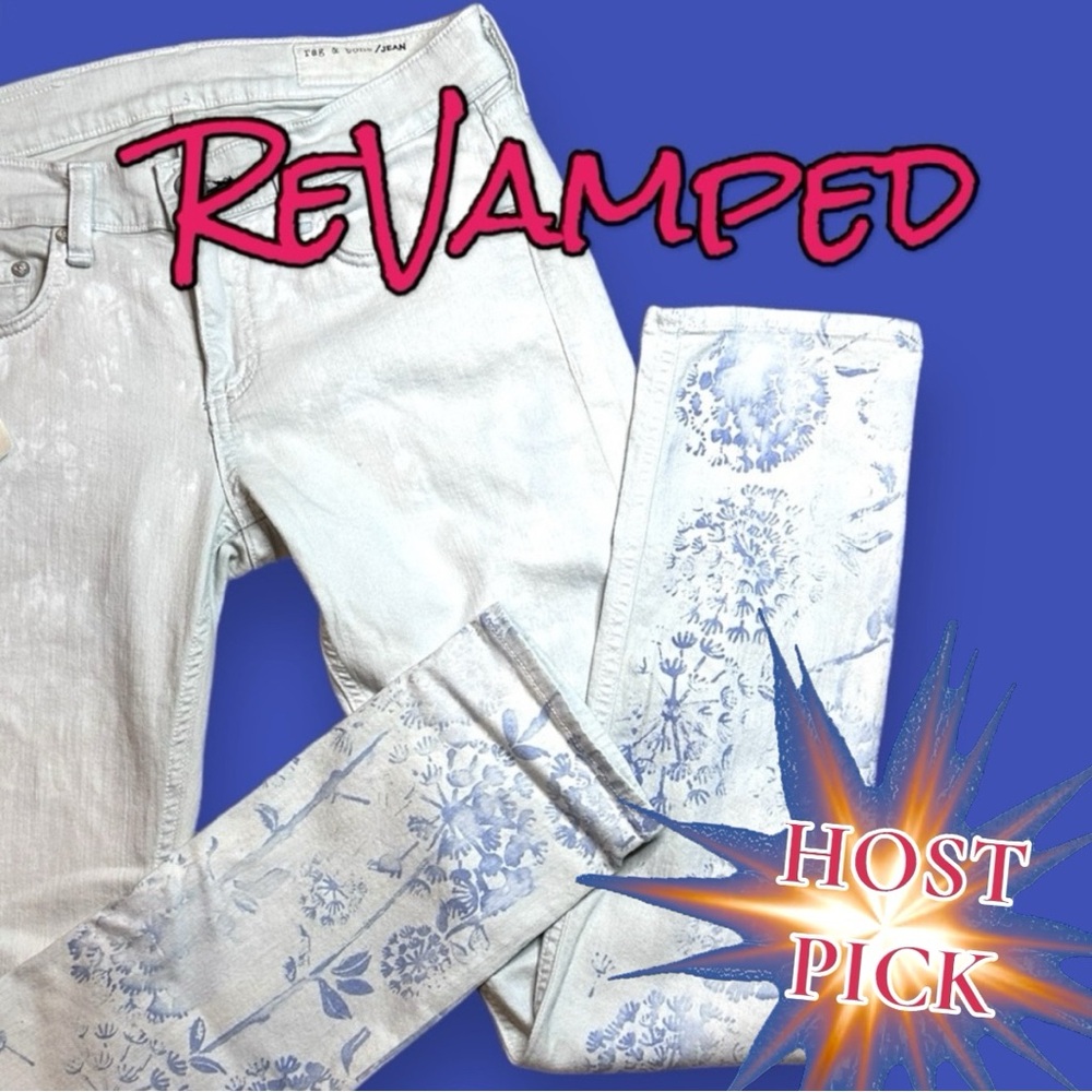 🎉HP🎉Originally NWT White Skinny Jeans now in Blue Cyanotype Design. Size 25